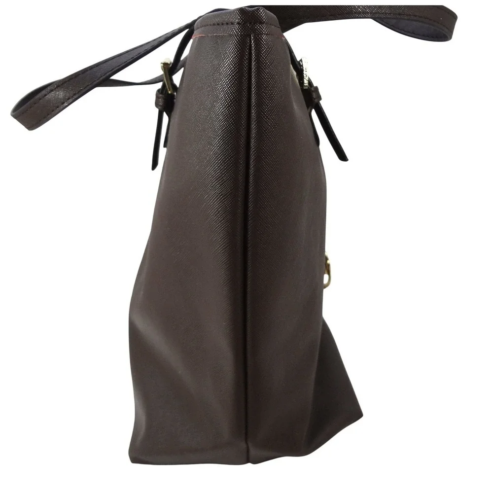 NWT Michael Kors Luxury Tote Charm Gunmetal‎ Saffiano Leather Gold Hardware